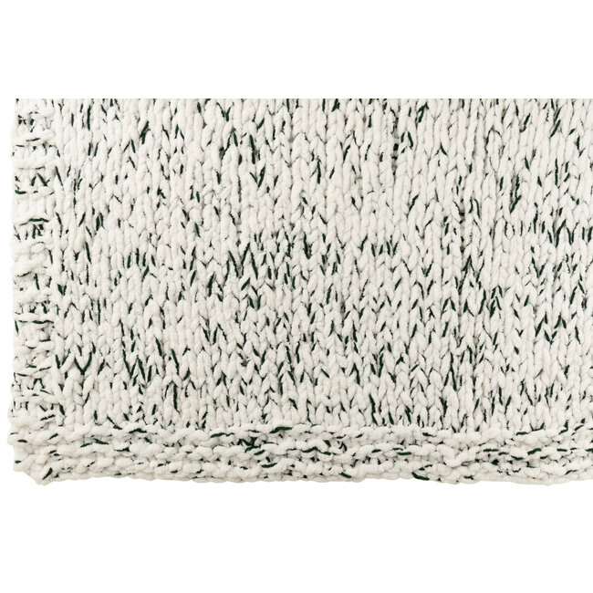 J-Line Deken gebreid polyester wit/donkergroen