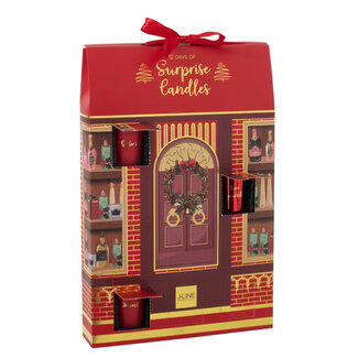 J-Line Geurkaars 12 kaarsen Surprise Window Wax Koraalrood/Meerkleurig