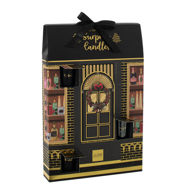 J-Line Geurkaars 12 kaarsen Surprise Window Wax Zwart/Multicolor