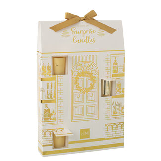 J-Line Geurkaars 12 kaarsen Surprise Window Wax Goudkleurig/Wit