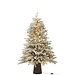 J-Line Kerstboom 600 Led Houten Voet Sneeuwwit Kunstmatig Donkergroen