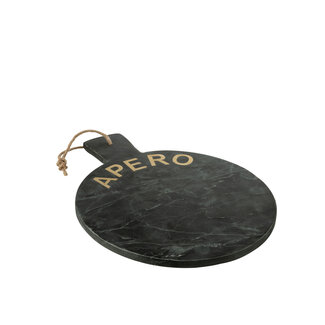 J-Line Kaasplank Rond Marmer Zwart/Goudkleurig