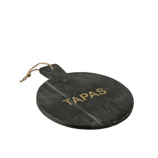 J-Line Kaasplank Rond Marmer Zwart/Goudkleurig