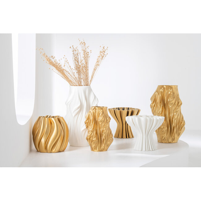 J-Line Vaas 3D-printen onregelmatig porselein goudkleurig klein