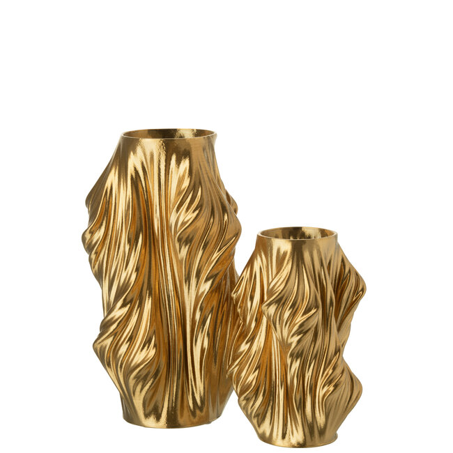 J-Line Vaas 3D-printen onregelmatig porselein goudkleurig groot