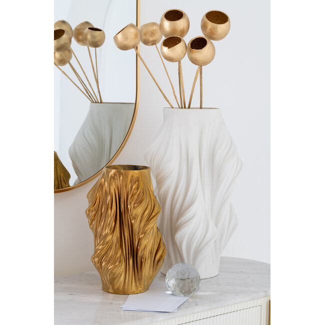 J-Line Vaas 3D-printen onregelmatig porselein goudkleurig klein