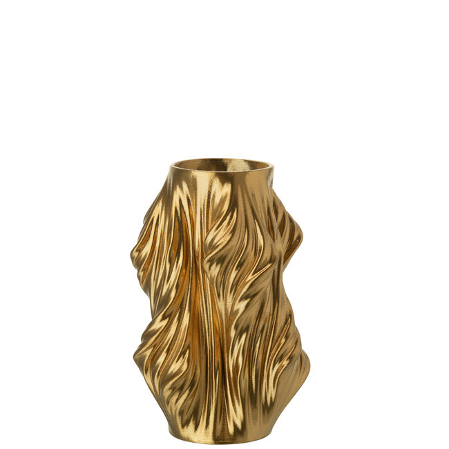 J-Line Vaas 3D-printen onregelmatig porselein goudkleurig klein