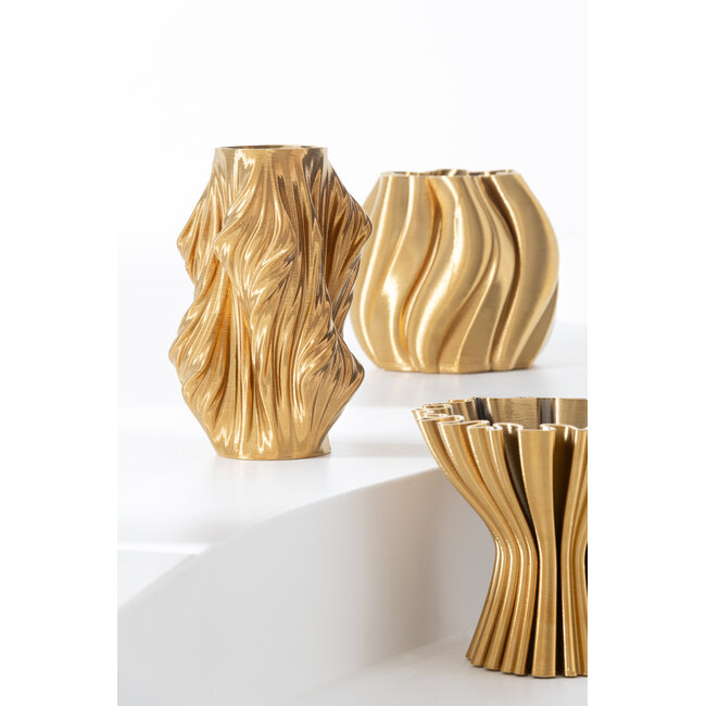 J-Line Vaas 3D-printen onregelmatig porselein goudkleurig groot
