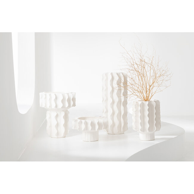 J-Line Vaas Helix Rond Keramiek Wit Medium