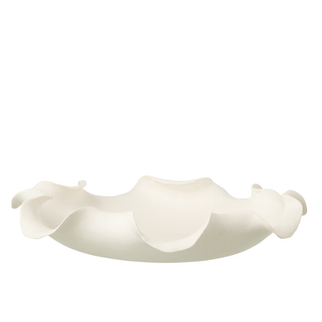 J-Line Decoratieve schaal Helix onregelmatig keramiek wit