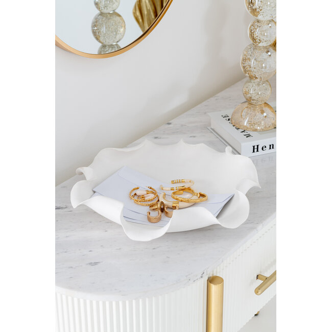 J-Line Decoratieve schaal Helix onregelmatig keramiek wit