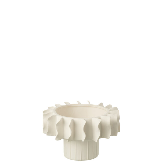 J-Line Vaas Helix Rond Keramiek Wit Klein