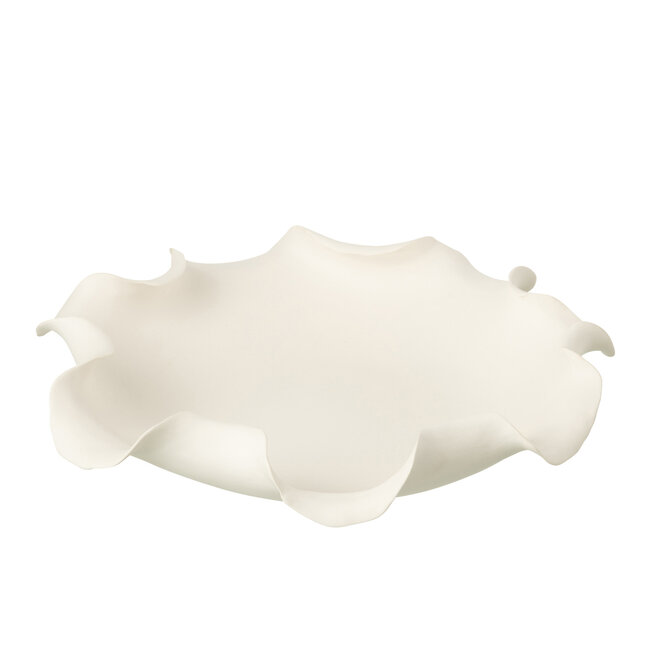 J-Line Decoratieve schaal Helix onregelmatig keramiek wit