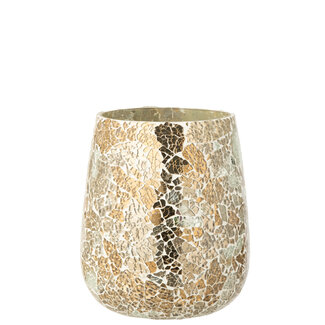 J-Line Kaarsenhouder gecraqueleerd glas goudkleurig