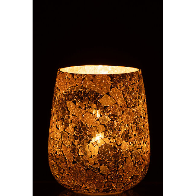 J-Line Kaarsenhouder gecraqueleerd glas goudkleurig