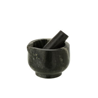 J-Line Vijzel + Stamper Marmer Zwart/Lichtgrijs