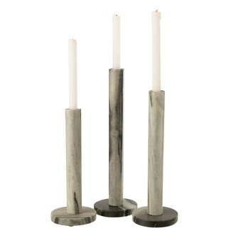 J-Line Set van 3 kaarsenhouders marmer zwart/lichtgrijs