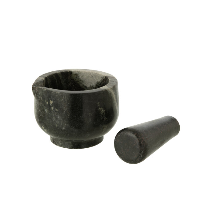 J-Line Vijzel + Stamper Marmer Zwart/Lichtgrijs