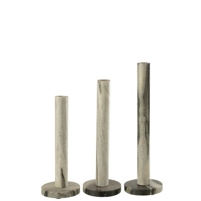 J-Line Set van 3 kaarsenhouders marmer zwart/lichtgrijs