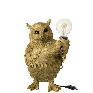 J-Line Tafellamp Uil Hars Goudkleurig