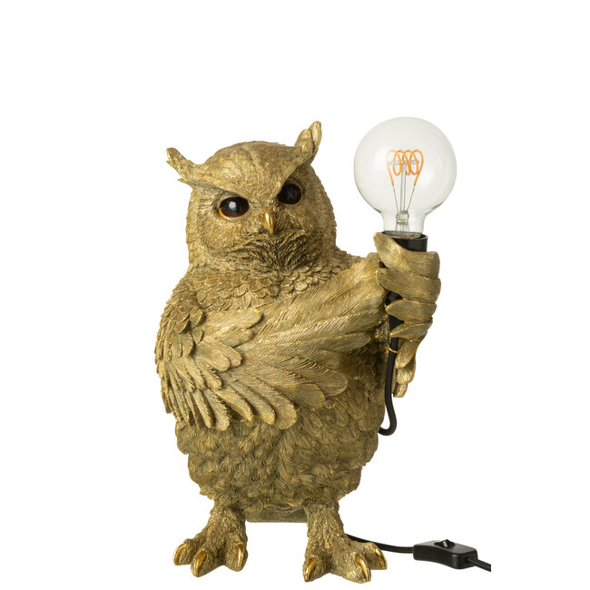 J-Line Tafellamp Uil Hars Goudkleurig