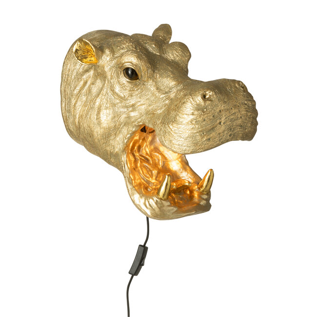 J-Line Wandlamp Nijlpaardkop Hars Goudkleurig