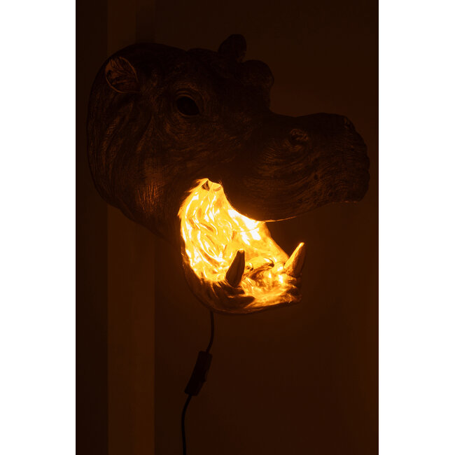 J-Line Wandlamp Nijlpaardkop Hars Goudkleurig