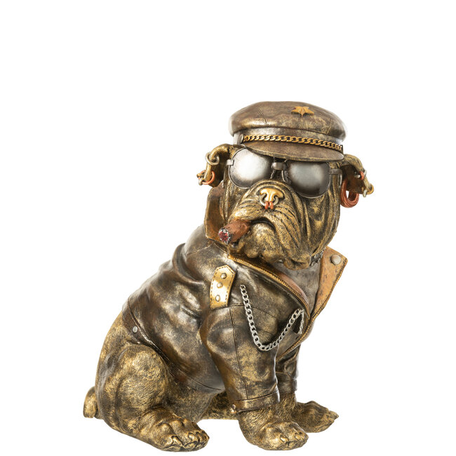 J-Line Bulldog B Sigaret Polyresin Antiek Bruin