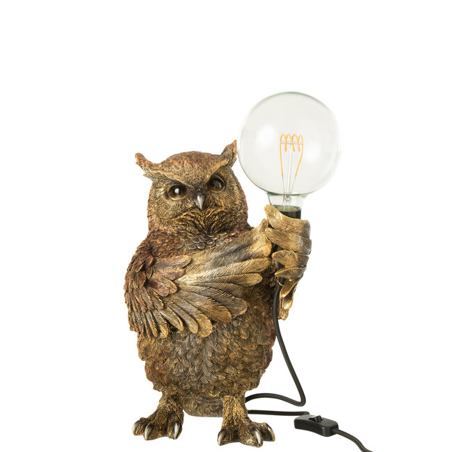 J-Line Tafellamp Uil Polyresin Antiek Bruin