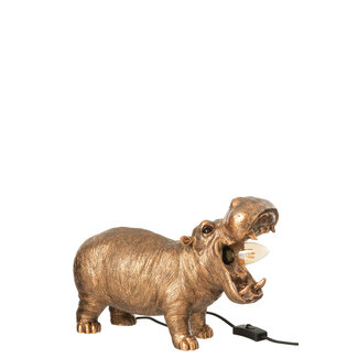 J-Line Tafellamp Hippo Polyresin Antiek Koper