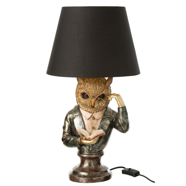 J-Line Tafellamp Uil + Kap Polyresin Antiek Bruin/Goud