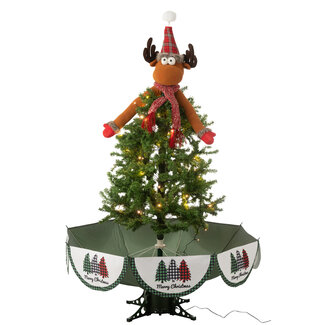 J-Line Boom Led Sneeuwend Hert IJzer Kerst Rood/Groen