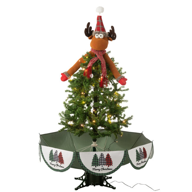 J-Line Boom Led Sneeuwend Hert IJzer Kerst Rood/Groen