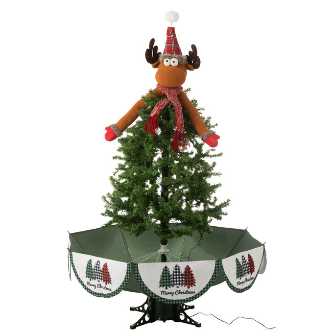 J-Line Boom Led Sneeuwend Hert IJzer Kerst Rood/Groen