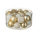 J-Line Doos met 30 kerstballen van kunststof, wit/goudkleurig