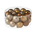 J-Line Doos met 30 kerstballen van plastic, bruin