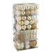 J-Line Doos met 80 kerstballen van kunststof, wit/goudkleurig