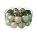 J-Line Doos met 30 kerstballen van plastic, mintgroen/ecru