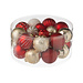 J-Line Doos met 30 kerstballen van kunststof, rood/goudkleurig