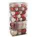 J-Line Doos met 80 kerstballen van kunststof, rood/goudkleurig