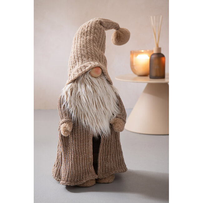 J-Line Kerstman Wintertrui Polyester Taupe/Off-White