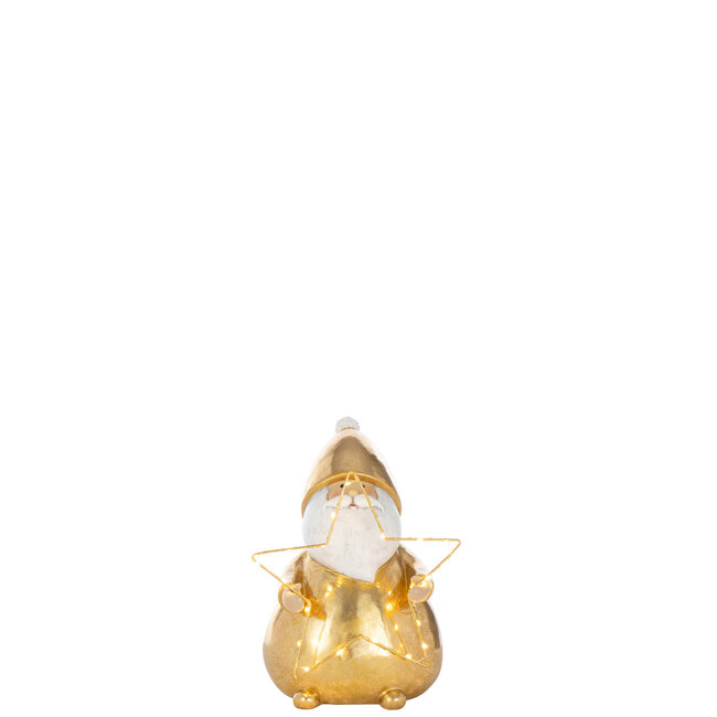J-Line Kerstman Led Ster Polyresin Goudkleurig Klein