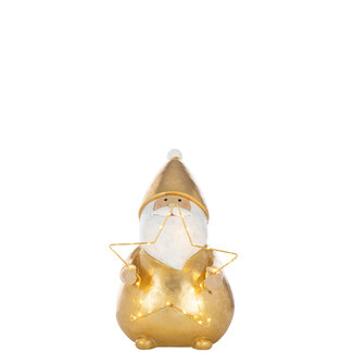J-Line Kerstman Led Ster Polyresin Goudkleurig Groot