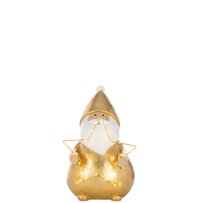 J-Line Kerstman Led Ster Polyresin Goudkleurig Groot