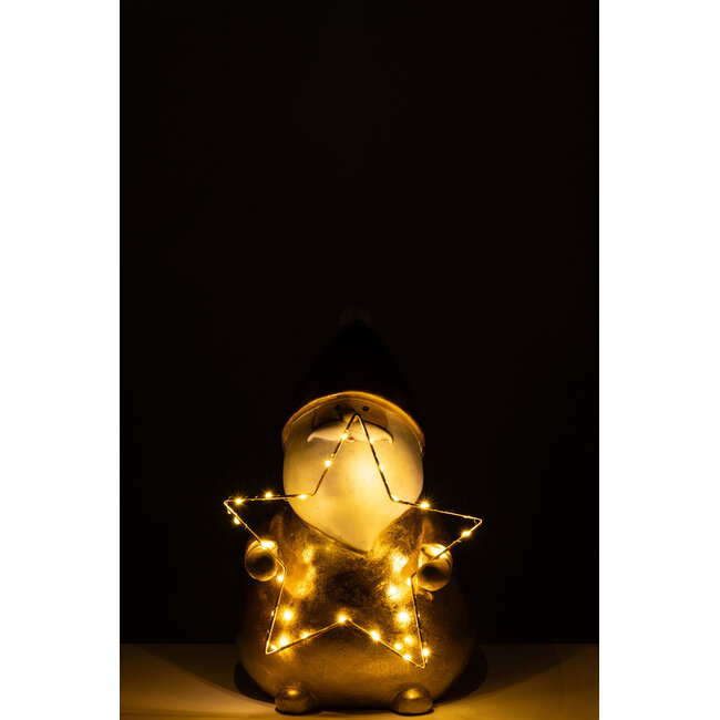 J-Line Kerstman Led Ster Polyresin Goudkleurig Groot
