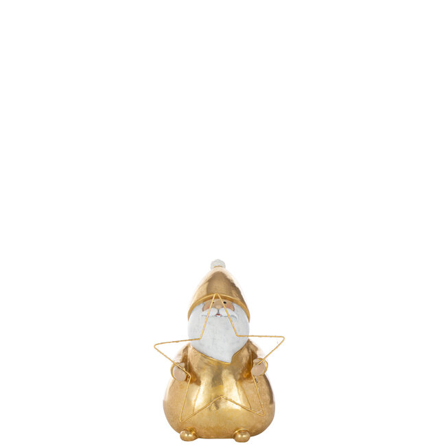 J-Line Kerstman Led Ster Polyresin Goudkleurig Klein