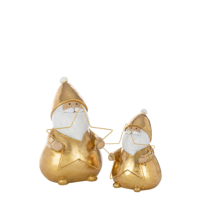 J-Line Kerstman Led Ster Polyresin Goudkleurig Groot