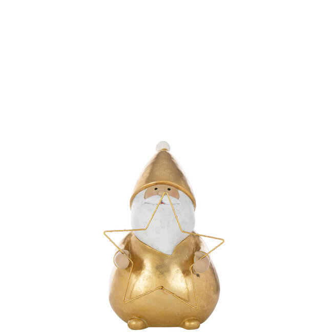 J-Line Kerstman Led Ster Polyresin Goudkleurig Groot