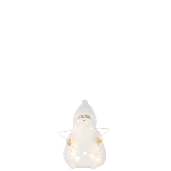J-Line Kerstman Led Ster Polyresin Wit Klein