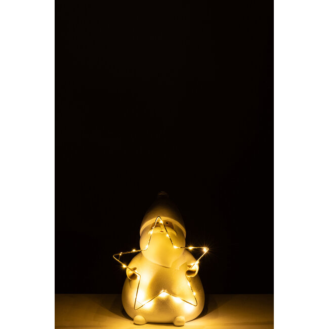 J-Line Kerstman Led Ster Polyresin Wit Klein